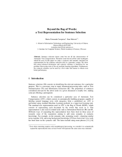 Beyond the Bag of Words: a Text Representation for Sentence