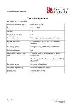 Cell culture guidance - University of Bristol