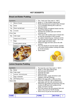 HOT DESSERTS Bread and Butter Pudding Lemon