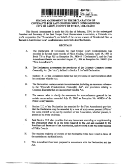 Second Amendment to Declaration of Covenants for East Cooper