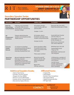 Saunders Speaker Series PARTNERSHIP OPPORTUNITIES