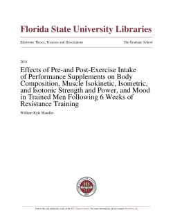 Effects Of Pre- And Post-Exercise Intake Of Performance