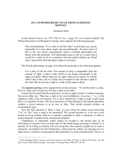 On a Supposed Right to Lie from Altruistic Motives