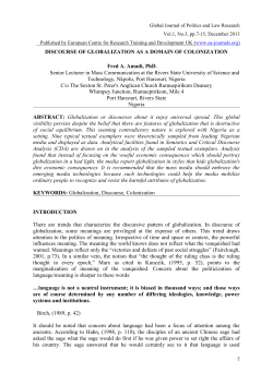 7 DISCOURSE OF GLOBALIZATION AS A DOMAIN OF
