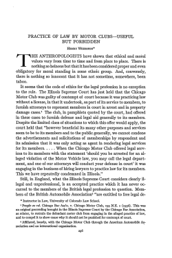 Practice of Law by Motor Clubs: Useful but Forbidden