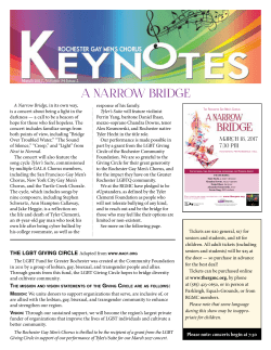 a narrow bridge - Rochester Gay Men`s Chorus