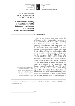 Conditions necessary to maintain work-life balance of