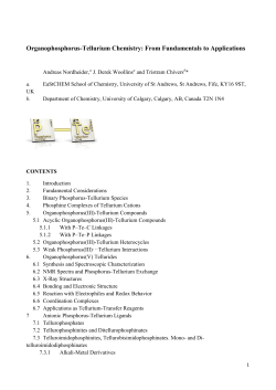 Organophosphorus-Tellurium Chemistry: From Fundamentals to