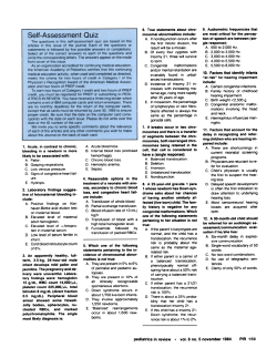 Self-Assessment Quiz - Pediatrics in Review