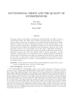 Occupational Choice and the Quality of Entrepreneurs