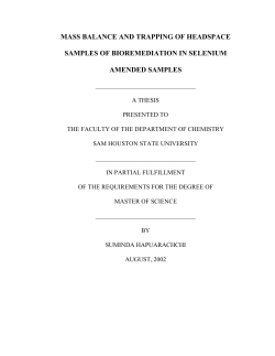 MASS BALANCE AND TRAPPING OF HEADSPACE SAMPLES OF