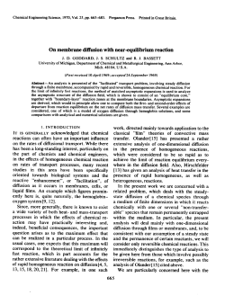 On membrane diffusion with near-equilibrium reaction