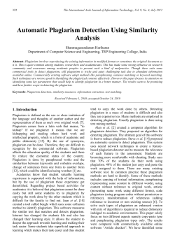 Automatic Plagiarism Detection Using Similarity Analysis