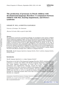 The production of pronouns in Dutch children with