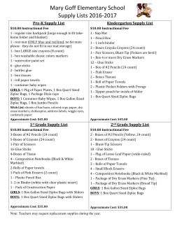 Updated Supply Lists