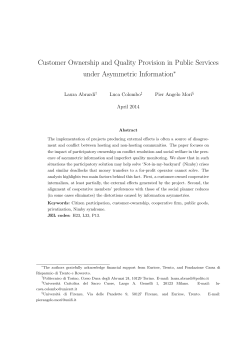 Customer Ownership and Quality Provision in Public Services under