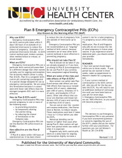 Plan B Emergency Contraceptive Pills (ECPs)