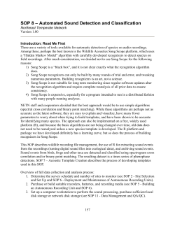 SOP 8 &ndash; Automated Sound Detection and Classification