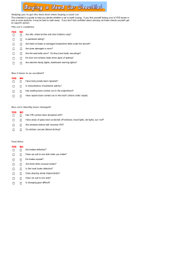 This checklist is a guide to help you decide whether a car is worth
