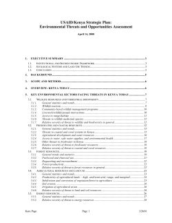 USAID/Kenya Strategic Plan: Environmental Threats and