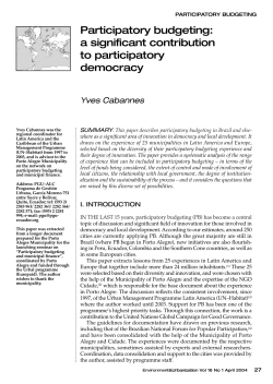 Participatory budgeting: a significant contribution to