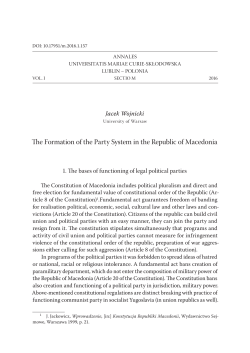 The Formation of the Party System in the Republic of Macedonia