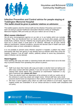 Teddington Memorial Hospital infection control information