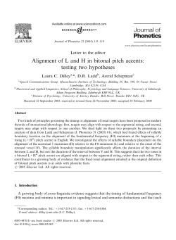 Alignment of L and H in bitonal pitch accents: testing two hypotheses