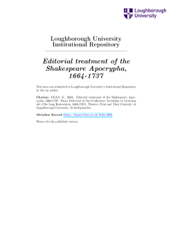 Editorial treatment of the Shakespeare Apocrypha, 1664-1737
