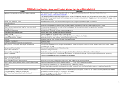 MPI Multi-Use Number - Approved Product Master List