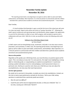 November Family Update - the John F. Kennedy Elementary School