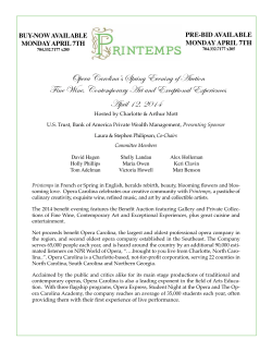 April 12, 2014 Opera Carolina`s Spring Evening of Auction Fine