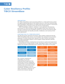 Cyber Resiliency Profile: TIBCO StreamBase