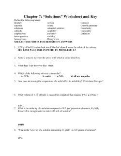 Chapter 7: &ldquo;Solutions&rdquo; Worksheet and Key