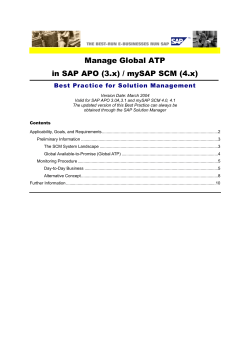 Manage Global ATP in SAP APO (3.x) / mySAP SCM (4.x)