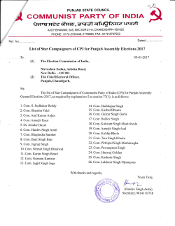 List of Star Campaigners of CPI - Chief Electoral Officer, Punjab