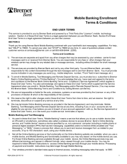Personal Mobile Banking Enrollment Terms and Conditions