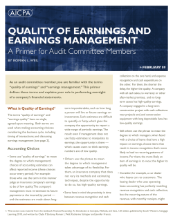 QUALITY OF EARNINGS ANd EARNINGS mANAGEmENT