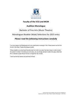 Faculty of the VCA and MCM Audition Monologue Bachelor of Fine