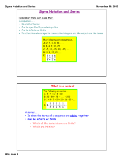 Sigma Notation and Series