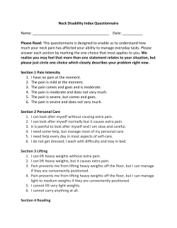 Neck Disability Index Questionnaire Name: Date: ______ Please