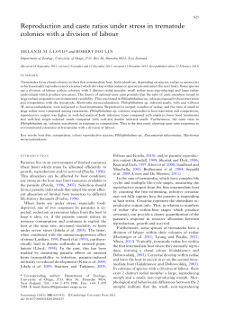Reproduction and caste ratios under stress in trematode colonies