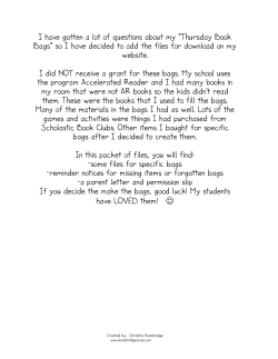 I have gotten a lot of questions about my &ldquo;Thursday Book Bags&rdquo; so I