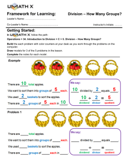 Framework for Learning: Division &ndash; How Many Groups? Getting
