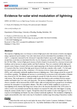 Evidence for solar wind modulation of lightning