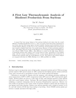 A First Law Thermodynamic Analysis of Biodiesel