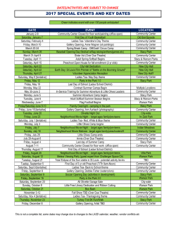 2017 special events and key dates