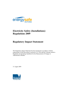 Electricity Safety (Installations) Regulations 2009 Regulatory Impact