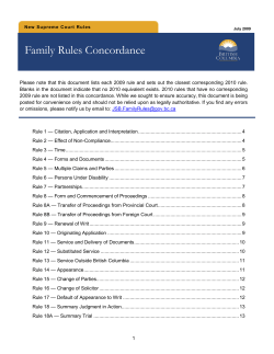 Family Rules Concordance - New Supreme Court Rules