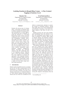 Labeling Emotion in Bengali Blog Corpus a&bull;ﬁ A Fine Grained